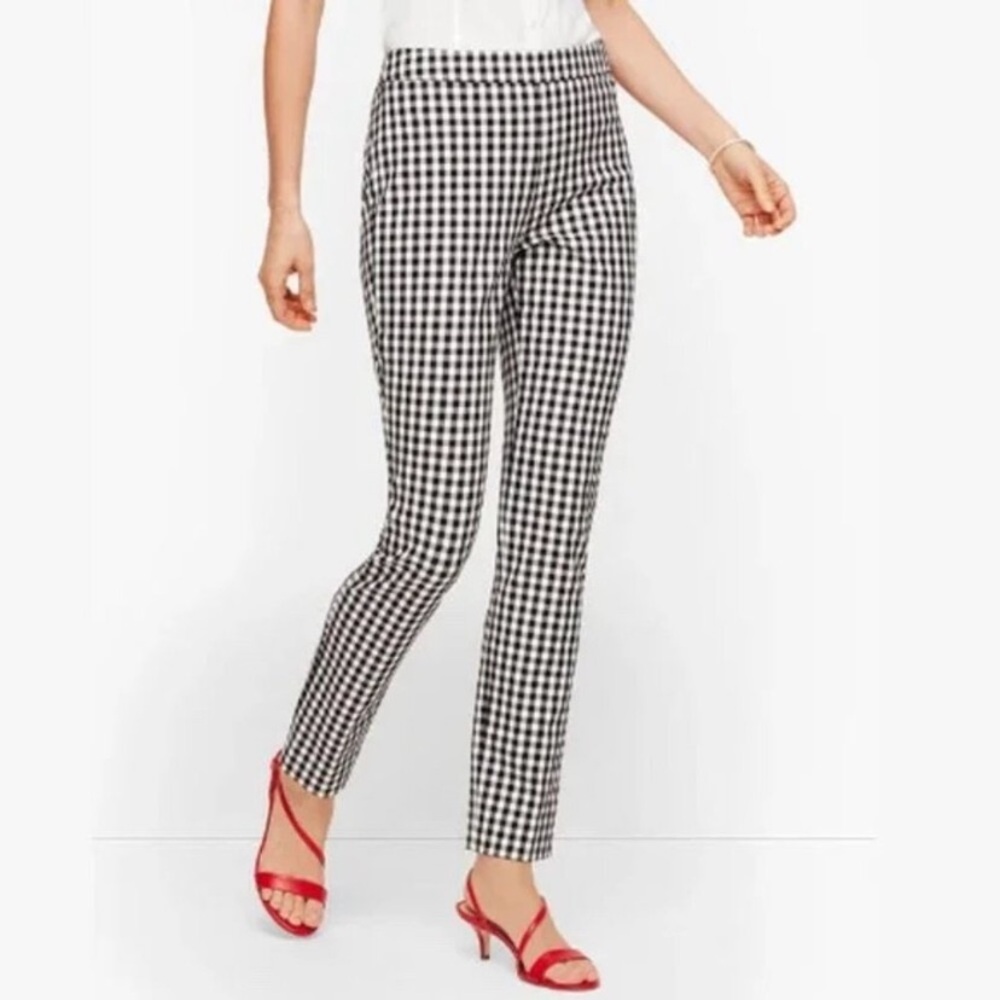 Talbots Black & White Gingham Cropped Slim Ankle Pants, 12P